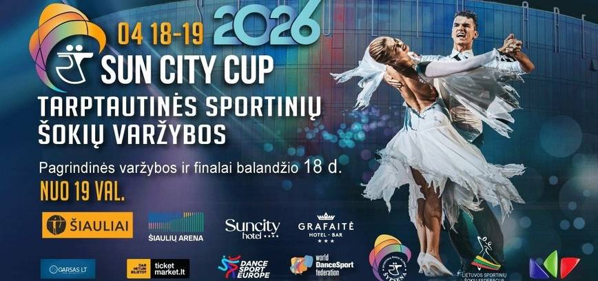 1 DIENA | Tarptautinės sportinių šokių reitingo varžybos (WDSF ir LSŠF) „Sun City Cup-2026“