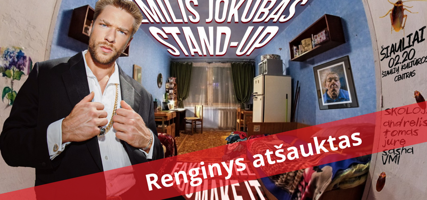  Emilio Jokūbo „stand up“ pasirodymas „Fake it ‘till you make it“ 