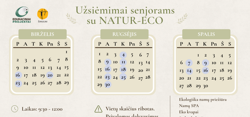 Užsiėmimai senjorams su NATUR-ECO!