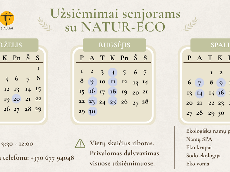 Užsiėmimai senjorams su NATUR-ECO!