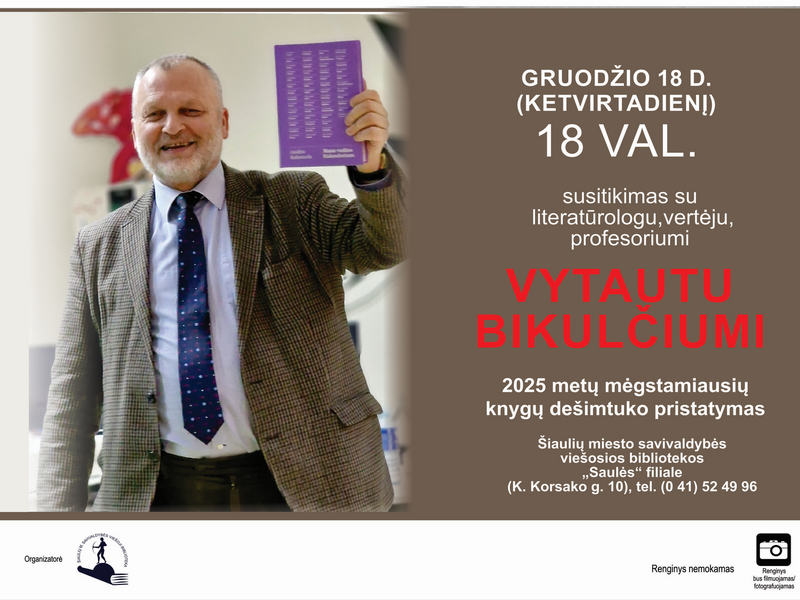 2025 METŲ MĖGSTAMIAUSIŲ KNYGŲ PRISTATYMAS SU PROFESORIUMI VYTAUTU BIKULČIUMI!