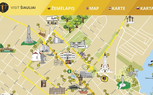 ŠIAULIAI CITY CENTRE TOURIST MAP (EN)