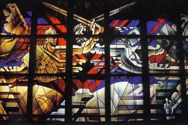 STAINED GLASS THE BATTLE OF THE SUN